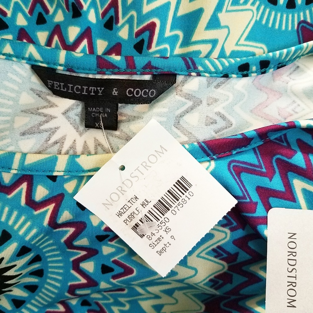Felicity & Coco Nordstrom's Women's Turquoise Spiral Dress - Picture 2 of 8